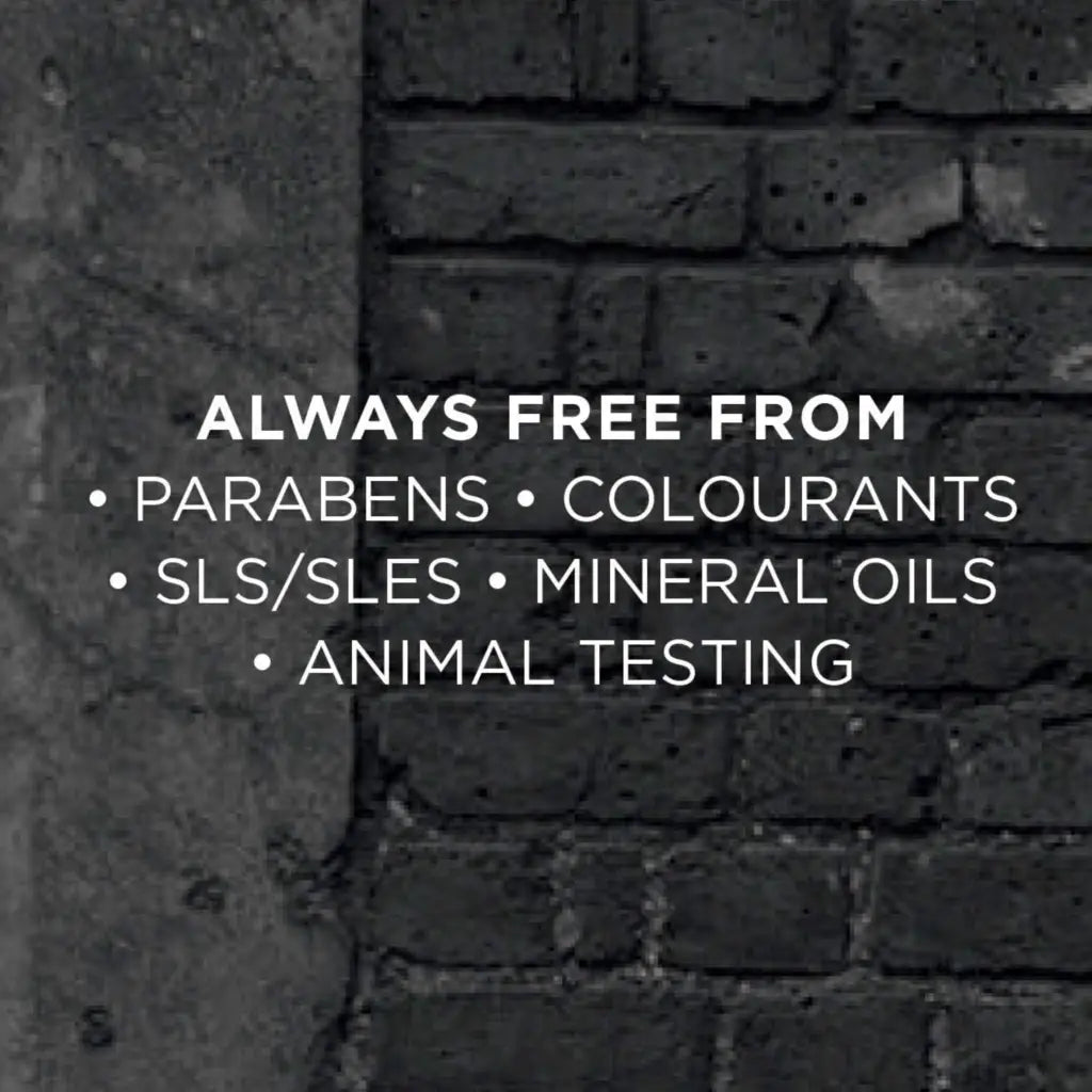Altijd vrij van Parabenen, Kleurstoffen, SLS/SLES, Minerale oliën en dierproeven.