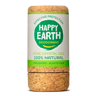 Happy Earth Crystal Deodorant Unscented in gesloten kurken huls