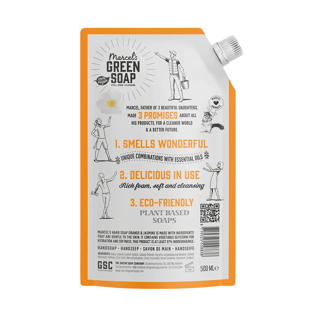 Orange & Jasmine handsoap refill pack back