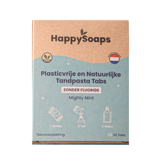 navulverpakking tandpasta tabs mighty mint zonder fluoride happysoaps