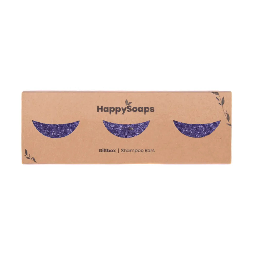 HappySoaps 3x Shampoo Bar Purple Rain Giftbox (1 jaar voorraad)