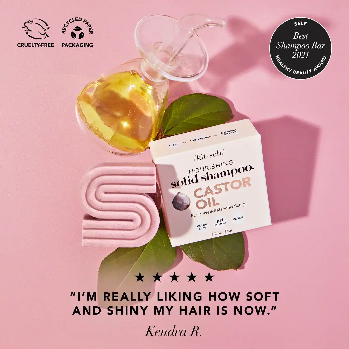 Kitsch Shampoo voor zacht haar met voedende Castorolie