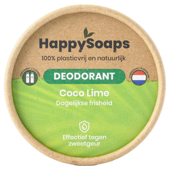 HappySoaps Coco Lime deodorant in een ronde kartonnen verpakking